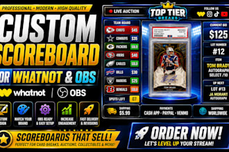 create a custom scoreboard for whatnot and obs live streams