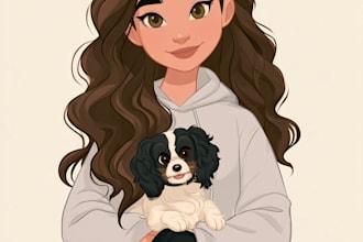 draw cartoon portrait in disney cartoon illustration