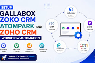 setup gallabox zoko CRM atompark  and zoho CRM workflow automation