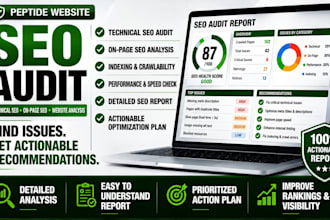 audit your peptide website SEO and provide a detailed optimization report