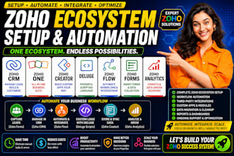 setup zoho CRM zoho one creator deluge flow forms analytics with automation