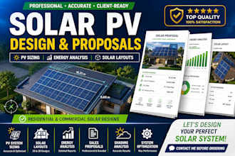 design solar pv systems, sales proposals, sizing and energy analysis
