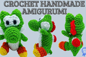 custom handmade crochet amigurumi knitting with mockups and pdf pattern
