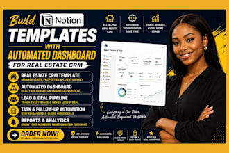 build notion templates with automated dashboard for real estate CRM