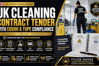 write a UK cleaning contract tender with coshh and tupe compliance for sme firms