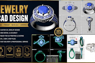 design jewelry cad 3d model, ring design and custom jewelry for manufacturing