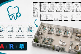 design dental office floor plan, clinic layout and frofessional cad drawings