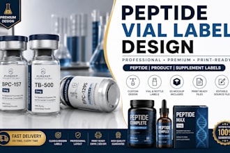 design peptide vial label, product label, and supplement label