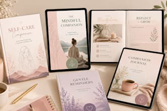 gratitude journal ebook, companion self care canva ebook bundle for wellness