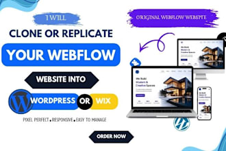 copy clone duplicate webflow, wix website to wordpress