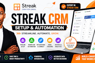 setup streak CRM, automation, workflows and integrations