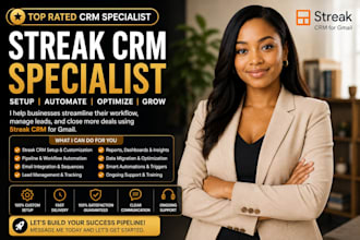 setup and customize streak CRM pipeline, automation and gmail integration