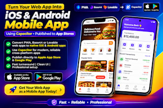 convert pwa base44 or lovable web app to ios  android app with capacitor publish
