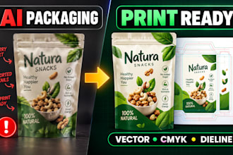 vectorize ai packaging for pouch design, artwork,  and mylar bag to print ready