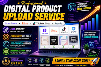 set up stan store, etsy, payhip and tiktok shop