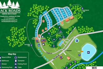design vector maps, rv park, campground, resort maps and event map