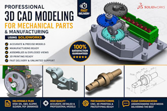 create 3d cad models for mechanical parts and manufacturing