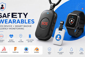 wearable sos device, smart badge, elderly monitoring wearable product design