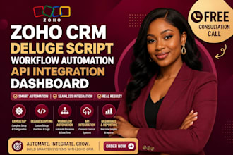 set up zoho CRM deluge script workflow automation API integration dashboard