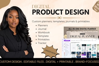professionally design your digital products planners, templates and printables