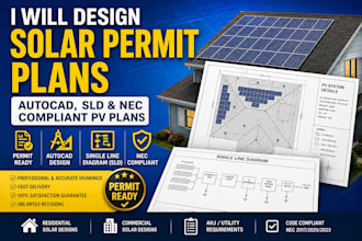 design solar permit plans, autocad, sld and nec compliant pv plans