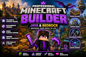 be your minecraft builder for java, bedrock, fantasy build and blockbench models