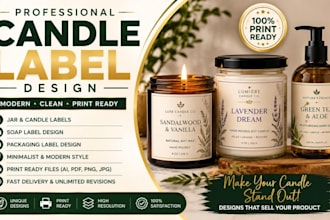design candle label for jar soap products modern style print ready packaging