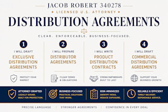 write a customized legal distributor agreement for your business as USA attorney