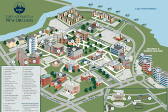 design campus map, university map, school map and wayfinding map