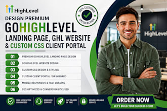 design premium gohighlevel landing page ghl website and custom CSS client portal