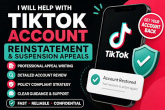 help with tiktok account reinstatement, suspension appeals