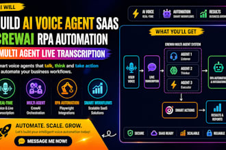 build ai voice agent saas, crewai rpa automation, multi agent live transcription