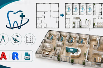 create dental office renovation plans, clinic layouts and autocad drawings