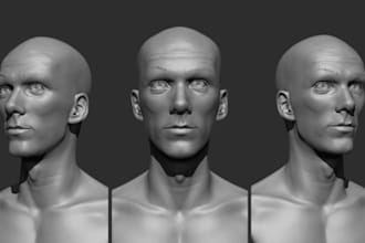 sculpt realistic 3d head model 3d miniature warhammer figurine head image to stl