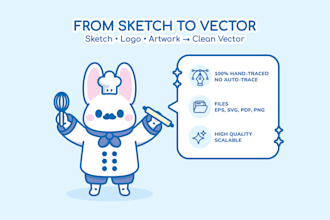 vectorize your sketch, logo or image into a clean vector