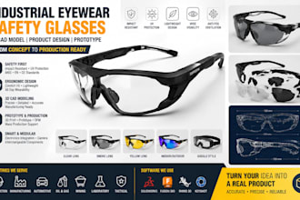 develop industrial eyewear safety glasses goggle 3d cad model design prototype