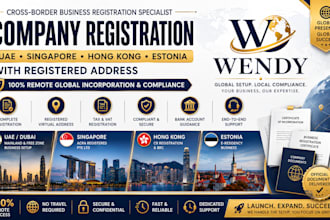 do company registration in uae,singapore, hong kong,estonia with virtual address