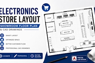 design electronics store layout, showroom floor plan cad drawings