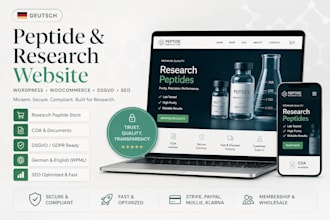 deutsch peptide website research coa online store wordpress woocommerce gdpr seo