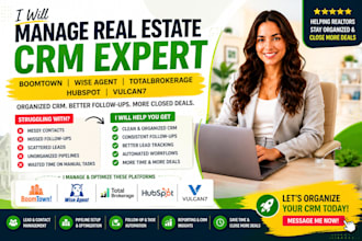 manage real estate crm boomtown wise agent totalbrokerage hubspot vulcan7