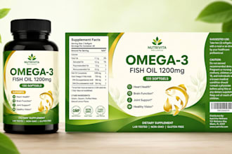 design supplement label, vitamin label, nutrition label, bottle label packaging