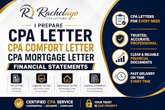 l prepare CPA letter CPA comfort letter CPA mortgage letter, financial statement