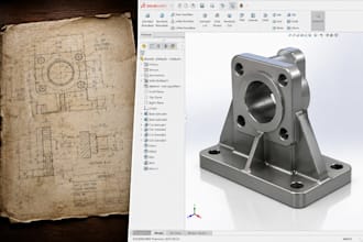 convert 2d drawings, legacy blueprints to 3d cad models in solidworks, autocad