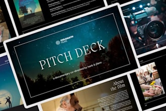 design compelling pitch deck for your film, TV show and investor pitch deck