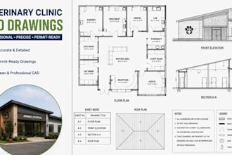convert your veterinary clinic sketch into professional cad drawings