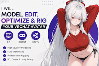 model, edit, optimize and rig your vrchat avatar for PC, quest and unity
