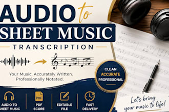 transcribe audio to professional sheet music and music notation