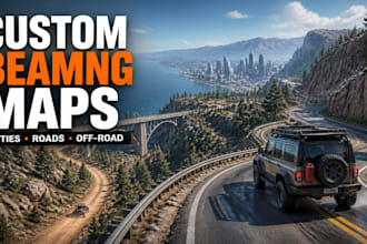 design immersive beamng maps with roads, cities, and off road terrains