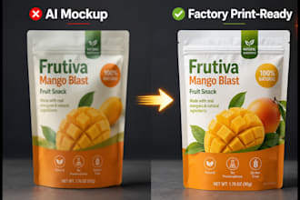 convert ai packaging design, juice label design into print ready vector files