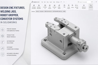 design cnc fixtures, welding jigs, robot gripper, conveyor systems in solidworks